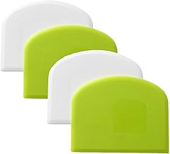 nescope Dough Scraper Bowl Scraper Food safe Plastic Dough Cutter Flexible Plastic Scraper Practical Bench Scraper Multipurpose Food Scrappers for Bread Dough Cake Fondant Icing(4PCS)