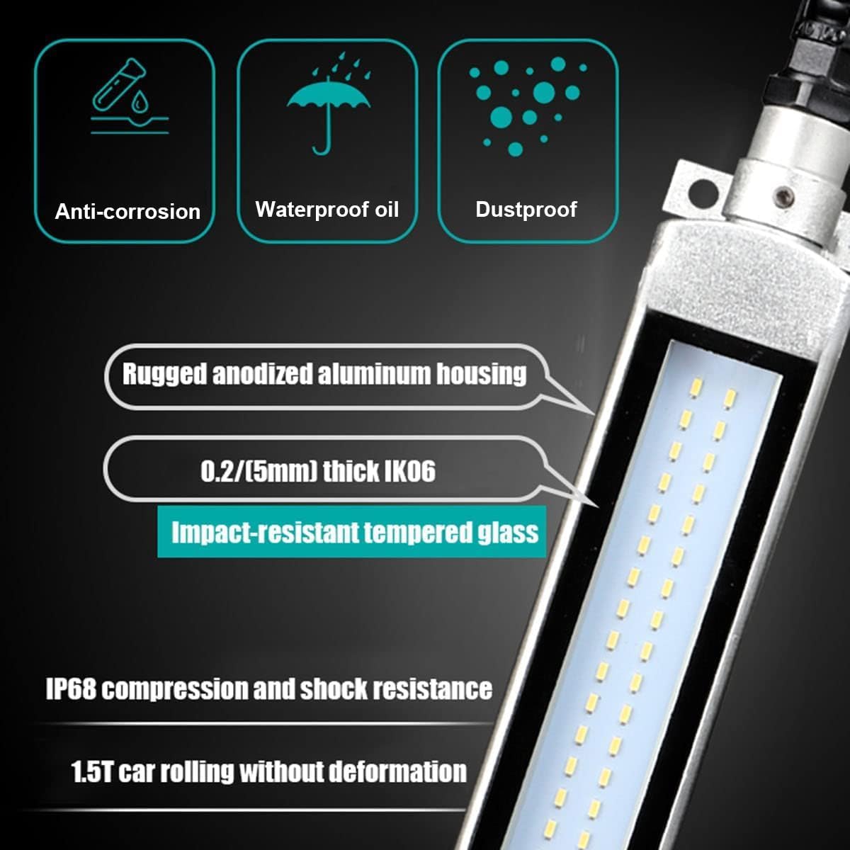 Lampa Warsztatowa Led Lampa świetlówkowa, Lampa Przeciwwybuchowa Ip68/oświetlenie Wewnętrzne Maszyny Cnc, Oświetlenie Przemysłowe Lampa Robocza Do Obrabiarek I Tokarek(Size:110~220V,Color:16W)