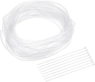 uxcell Flexible PVC Tubing, 1mm ID x 1.6mm OD - 13.1 Feet Long Clear Vinyl Water Pipe, Lightweight Plastic Hose Water Pipe with Zip Ties for Aquaponics, Air Hose, Irrigation