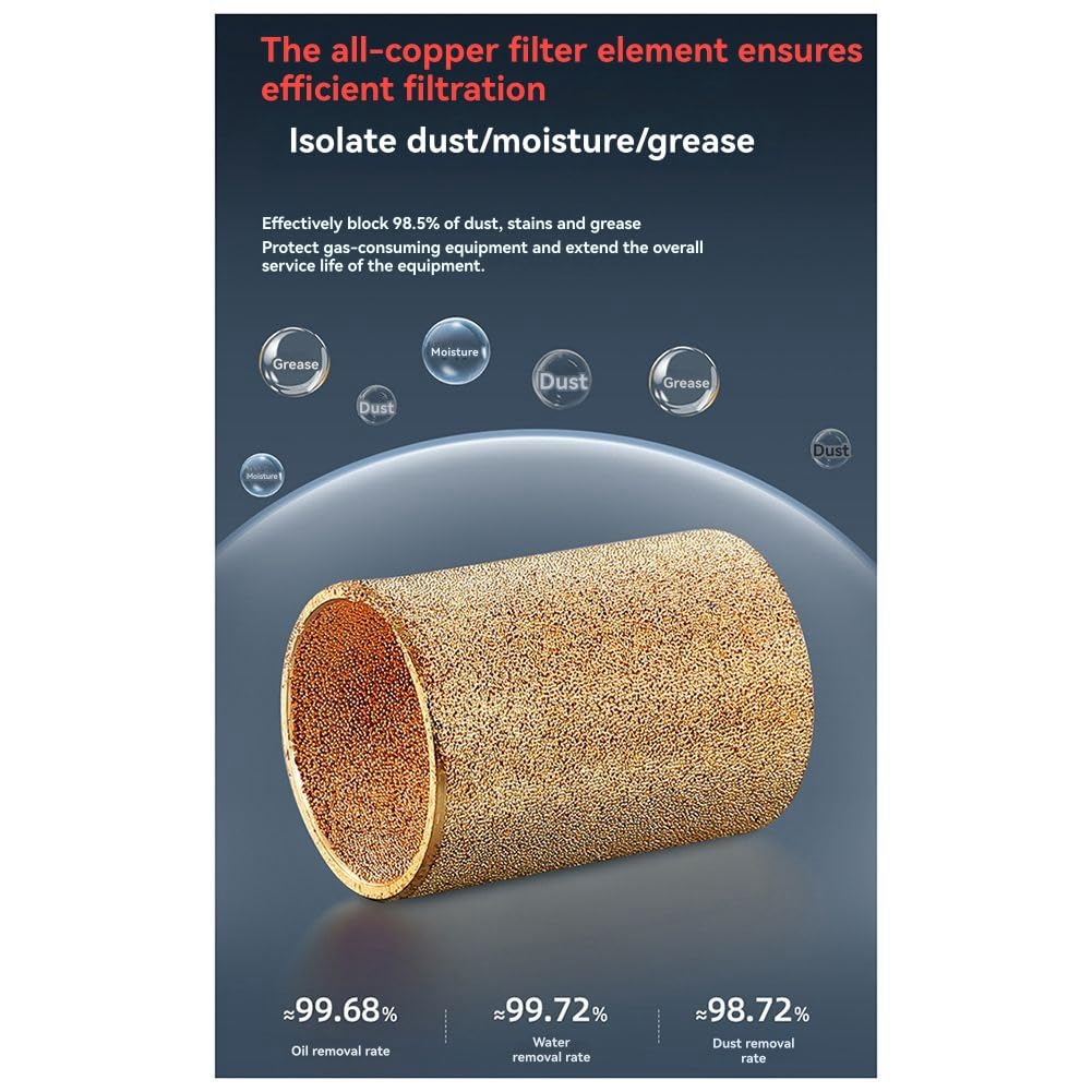 Regulador de Presión de Aire Comprimido de Aleación de Aluminio AC4010-04, 1 Unidad, Filtro de Agua con Trampa de Humedad de 3/8 Pulgadas y Manómetro.