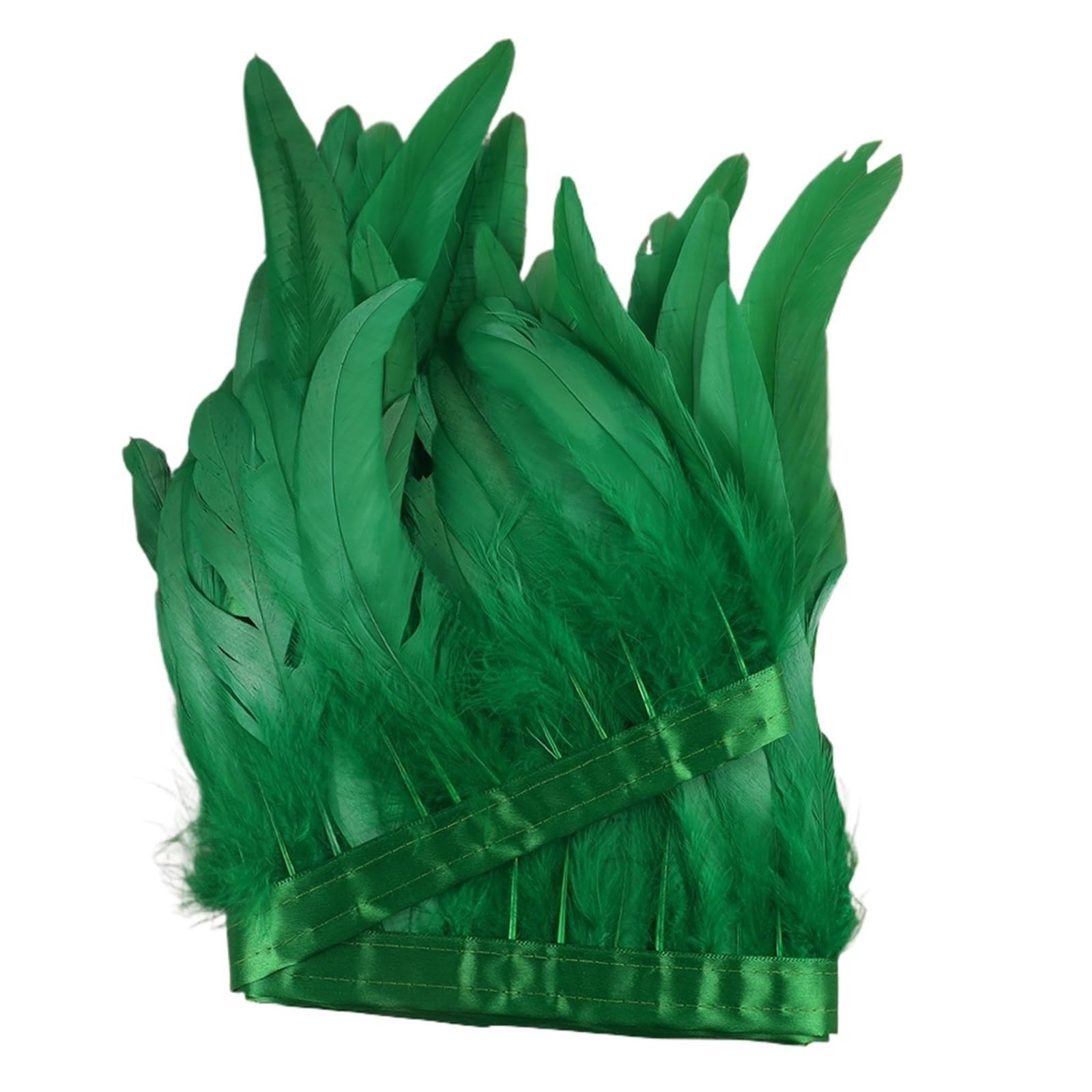 Décoration de plumes de queue de poulet 15-20cm argent or décoration de plumes de poulet décoration de plumes de coq vêtements(Glass green,30-35cm 2meters)