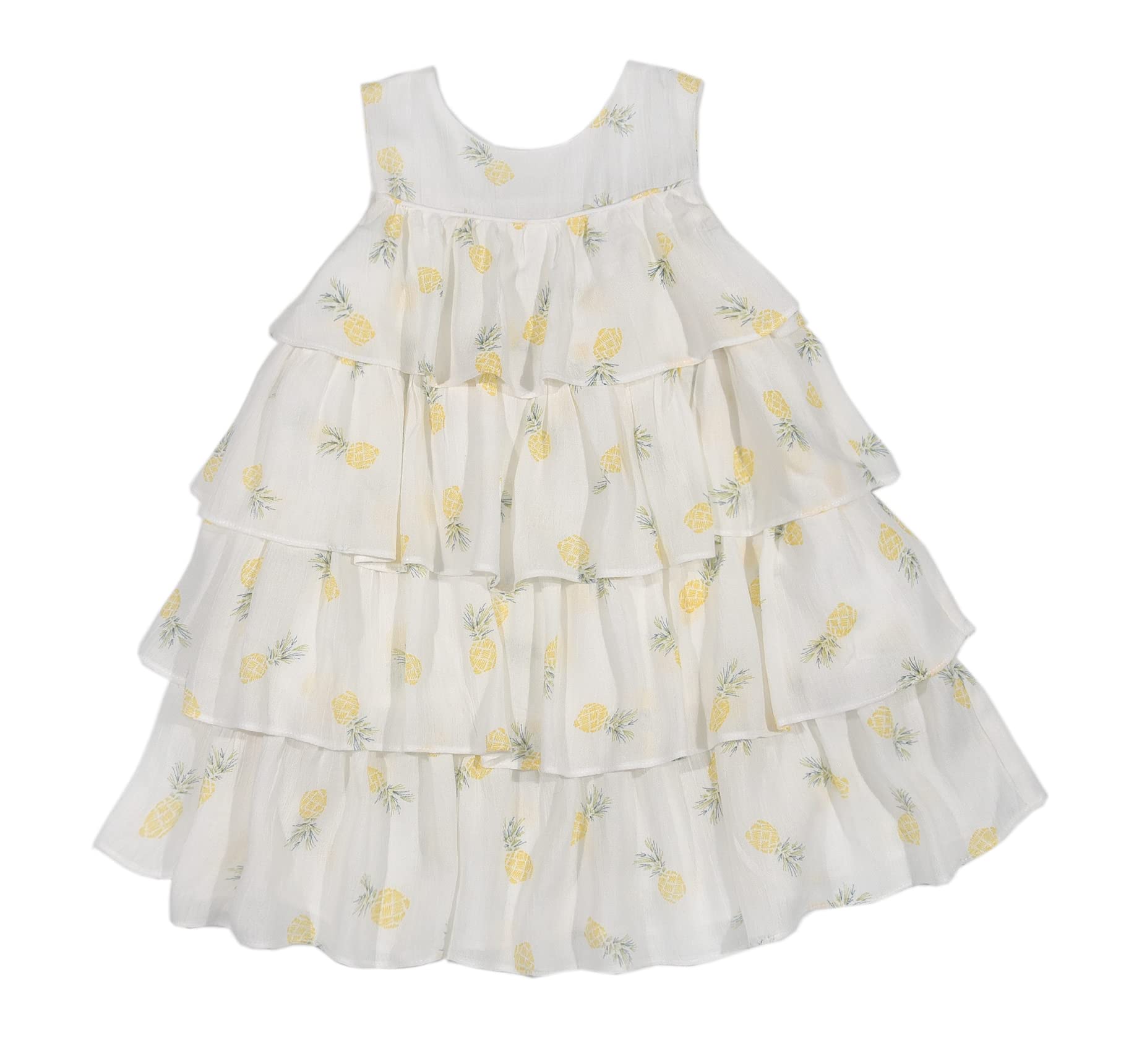PHLONA Yellow Stripe Linen Angel-Sleeve Dress - Infant, Toddler & Girls (12 Months)