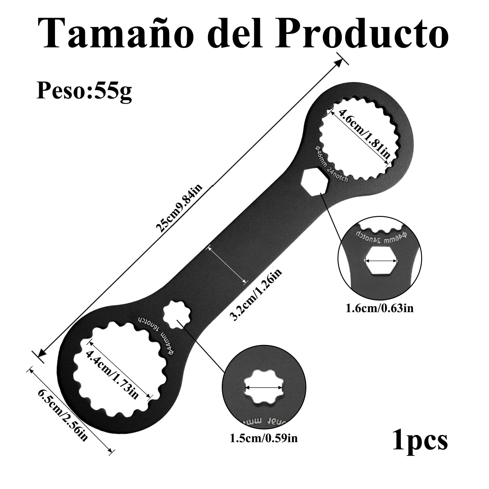 Herramienta Centerlock, disco de freno negro Centerlock, aleación de aluminio BB44+BB46 2 en 1, herramienta de rodamiento de pila, adecuado para reparaciones de bicicletas (negro) — view 3
