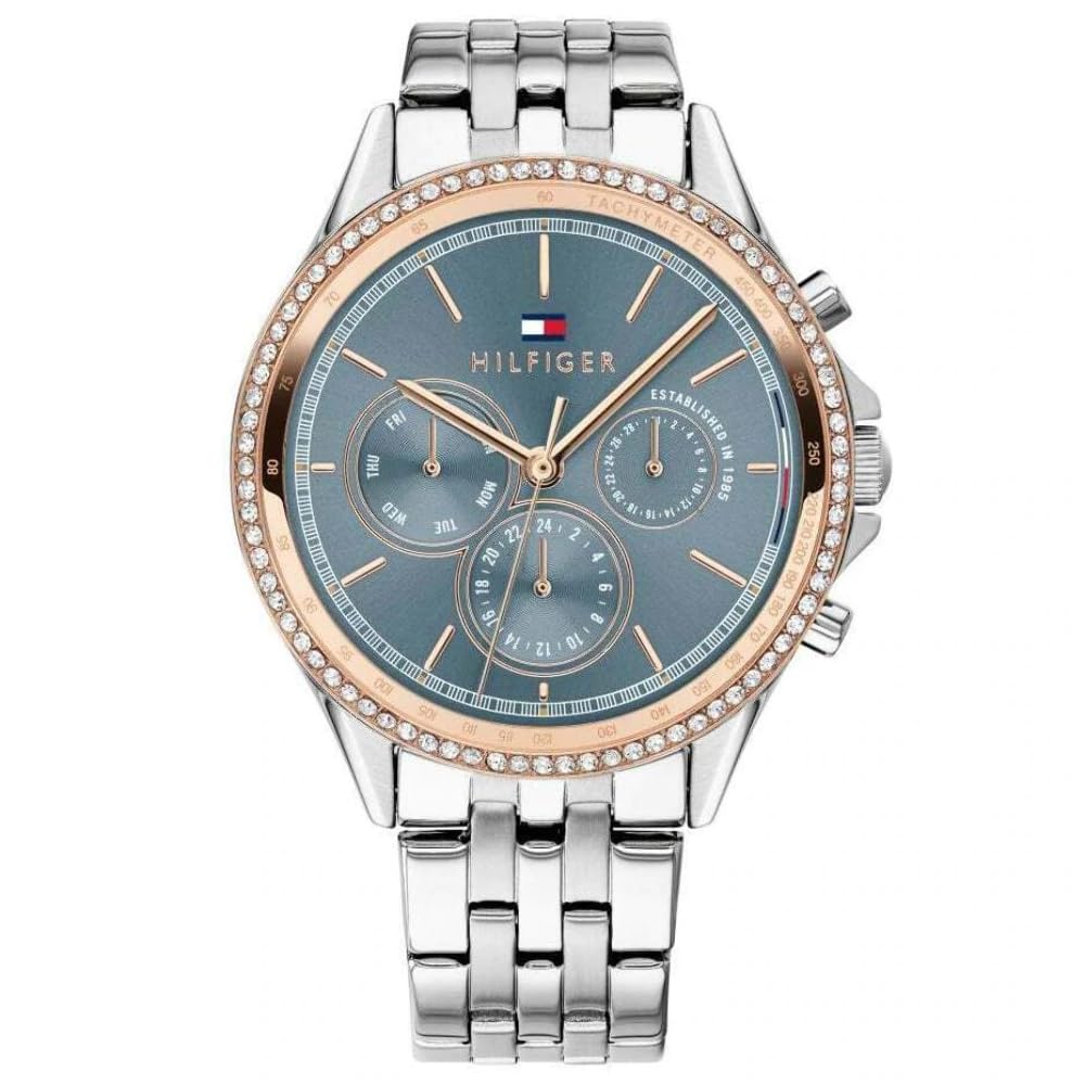 Tommy Hilfiger Reloj analógico multifunción de Cuarzo para Mujer con Pulsera de Acero Inoxidable