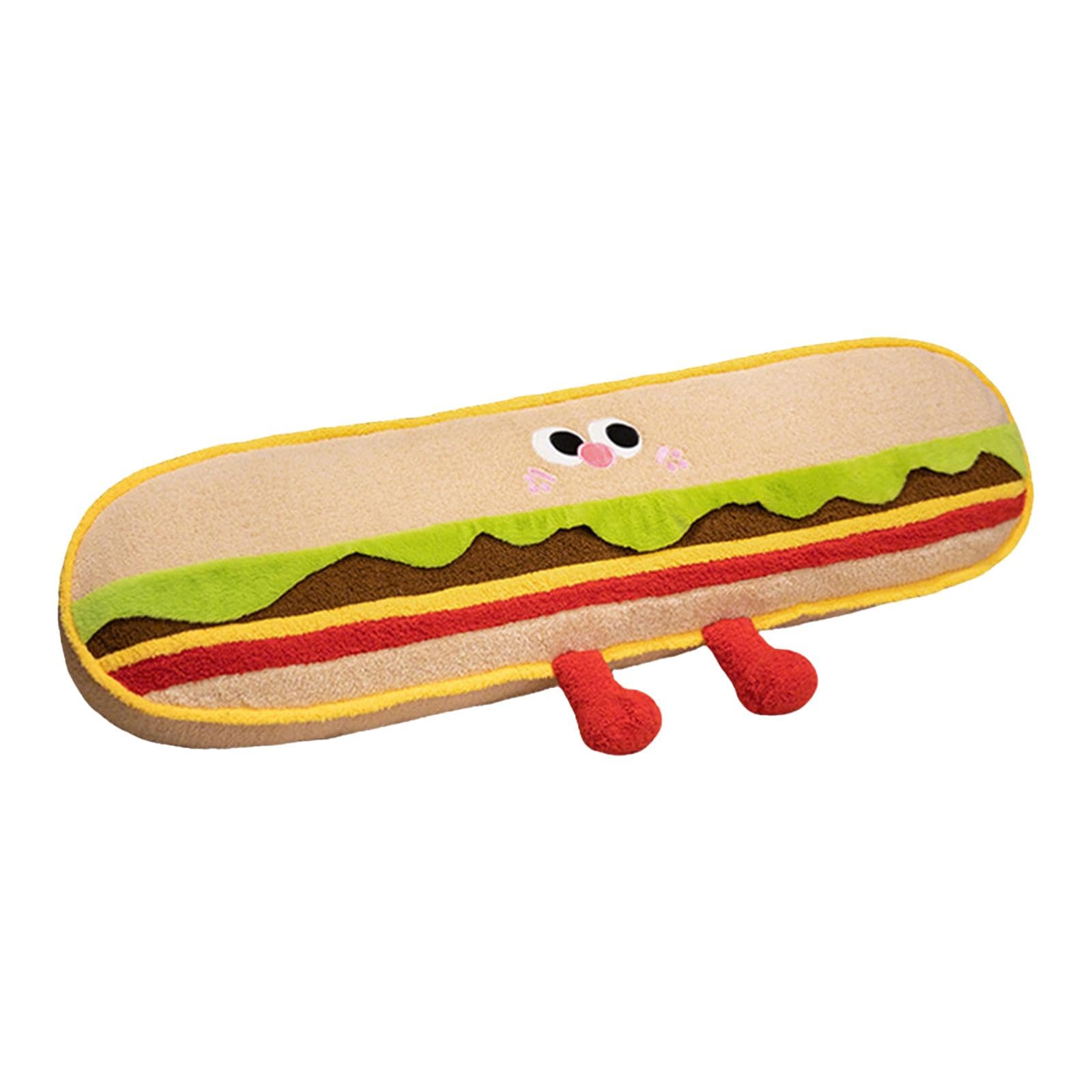 Coussin Hamburger 90cm en Velours Arctique - Grand Oreiller de Canapé Original