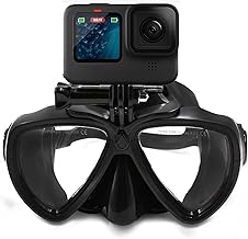 TELESIN Maschera subacquea con staffa Compatible con GoPro Hero 11 Hero 10 Hero 9 Hero 8/7/6/5/4/3 Black Insta360 dji Action Swim Mask para Snorkeling/Snorkeling Go-Pro