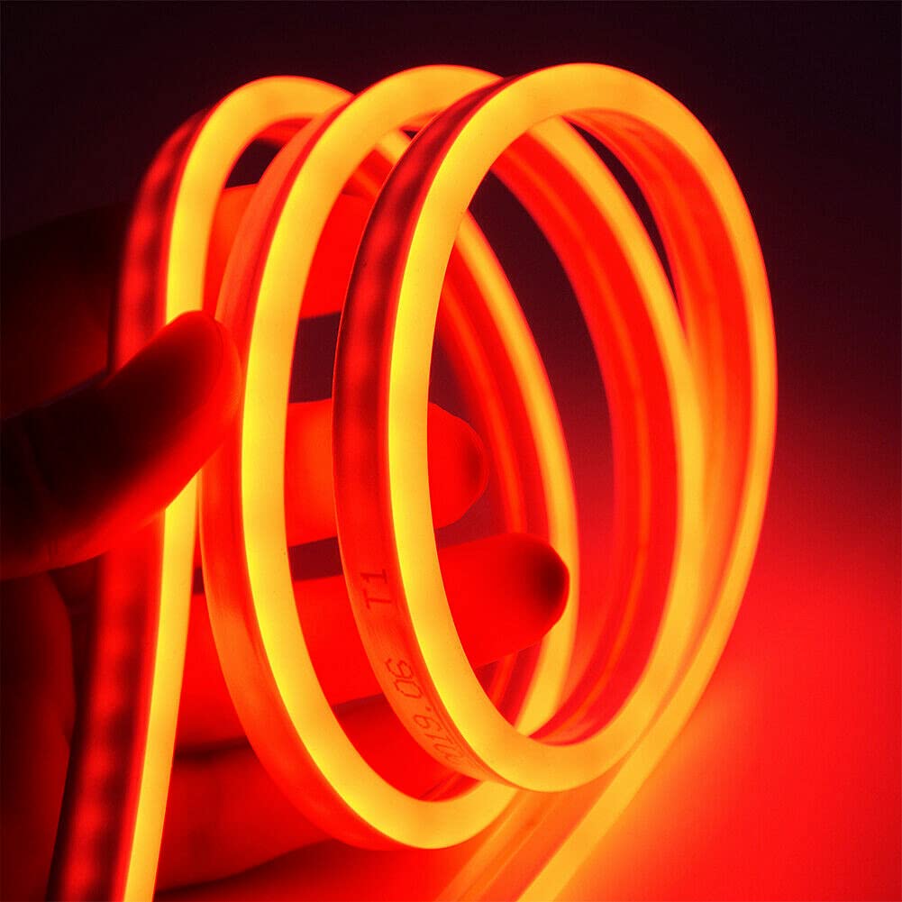 ausuky DC 12V Flexible LED Strip Waterproof Neon Lights Silicone Tube 1/3/5 m Lamp Bar (Red,3m)