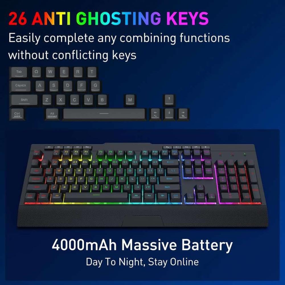 Kabellose Gaming-Tastatur und Maus-Kombination, kompatibel mit S151 PRO 3-Mode K525 RGB-Membrantastatur