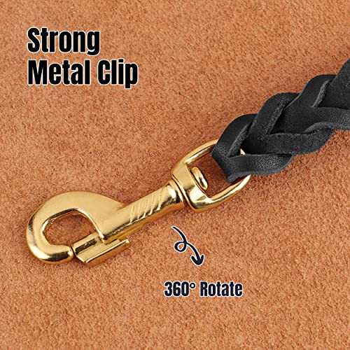 Didog Genuine Leather Dog Leash 5Ft X 1/2 Inch, Strong And Soft Braided Dog Leash Leather For Walking, Heavy Duty Dog Training Leash For Small Medium Dogs,Black #TOP3