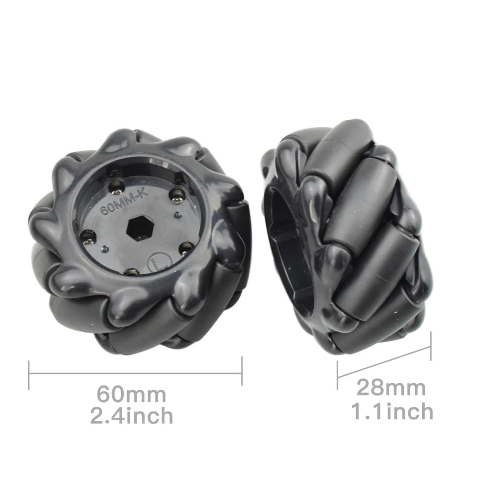 Rueda omnidireccional Mecanum Amarilla de 60mm con Conector de Motor TT de 4 Uds for Arduino Raspberry Pi DIY Piezas de Juguete RC(Yellow)