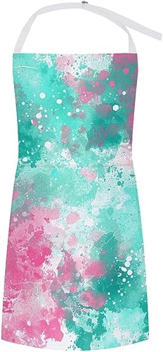 MUSM Apron for Adults - 27.6 X 31.5 Inch, Heavy-Duty Polyester Aprons with Two Large Pockets, Waterproof Paint Splatter Pattern Kitchen Apron for