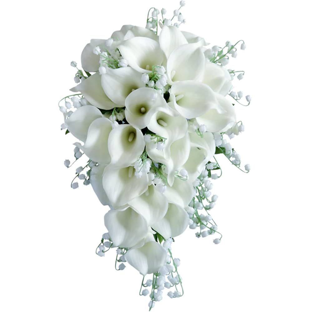 S_SSOY Artificial White Calla Lily Wedding Bouquet,Calla