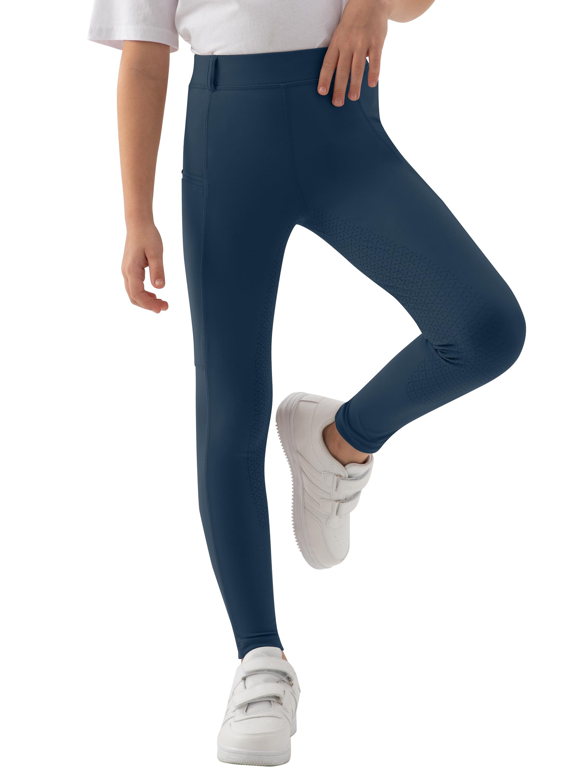 MoFiz Kinder Reithose Mädchen Vollbesatz mit Silikon Kinder Reitleggings mit Reißverschlusstasche