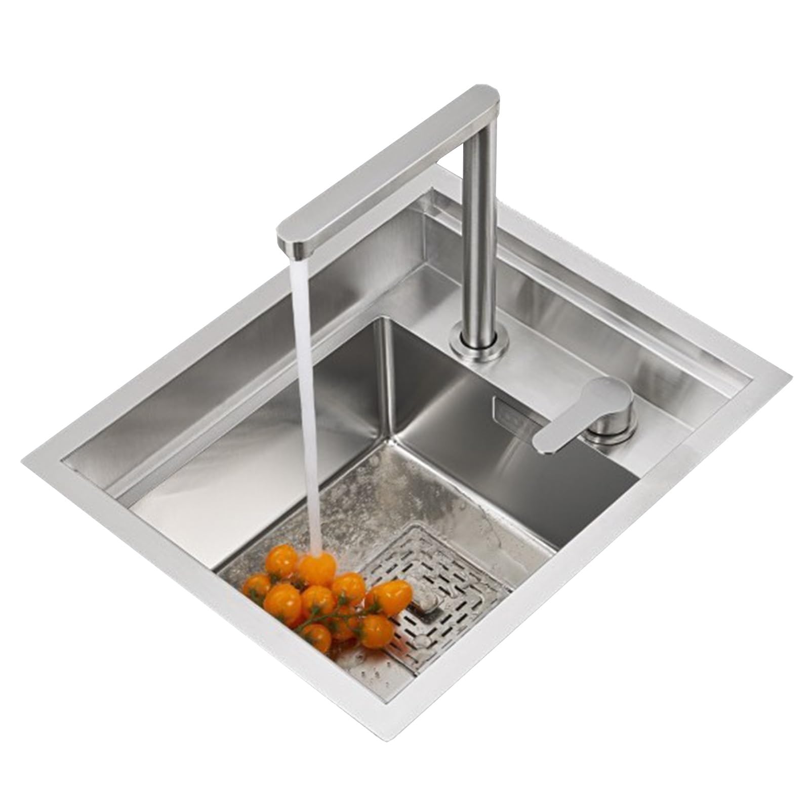 WIQUYBML 39 * 47cm Stainless Steel with Lift Faucet & Cover - Small Undermount Single Bowl for Bar, RV, Camper, Restaurant Laundry Room