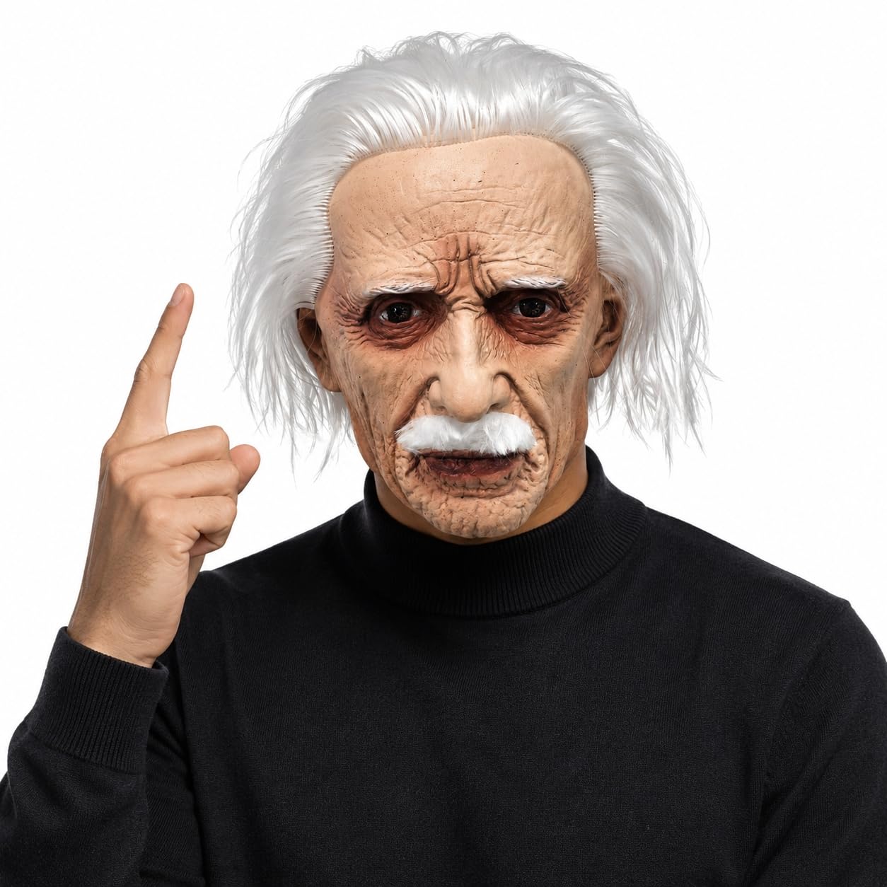 Realistic Old Man Mask Scary Latex Full Head Masks for Adults for Halloween, Carnival & Horror Cosplay Party Costume Helmet Props (White short-haired old man mask)