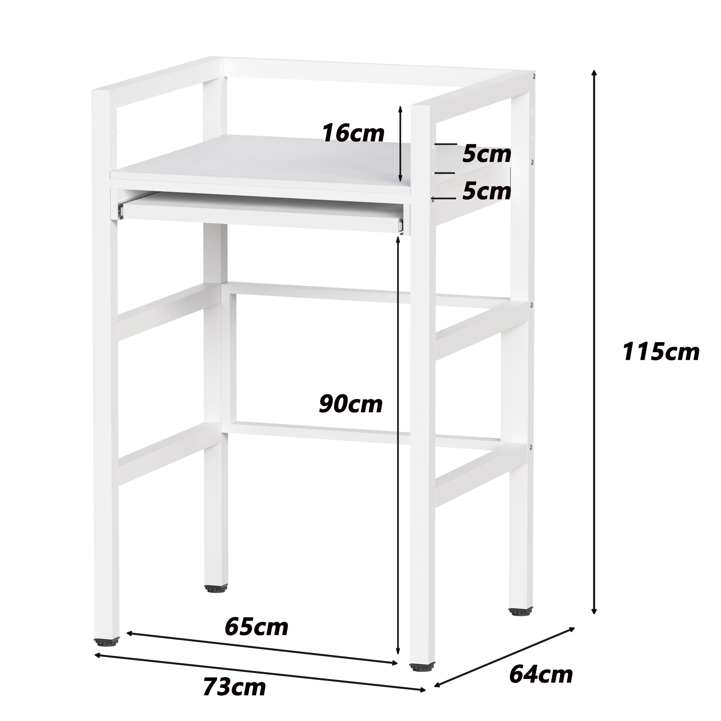 MSFE Estantería Lavadora con Tablero de Estante, Soporte de Altura Ajustable para Secadora,Universal Kit de Soporte Secadora sobre Lavadora, Capacidad de Carga 350kg,73*64*115cm,Producto Patentado