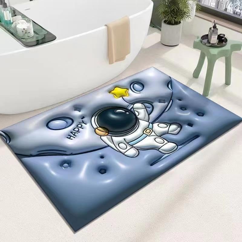 Image of Vasukie Bathroom Mat, Quick-Drying Water Absorbing Bathroom Mat, Non Slip Floor Mat, Dirt Barrier for Floor Mat, Bath Mat, Carpet, Bathroom Doormat |Astro Blue (5D Astro MAT)