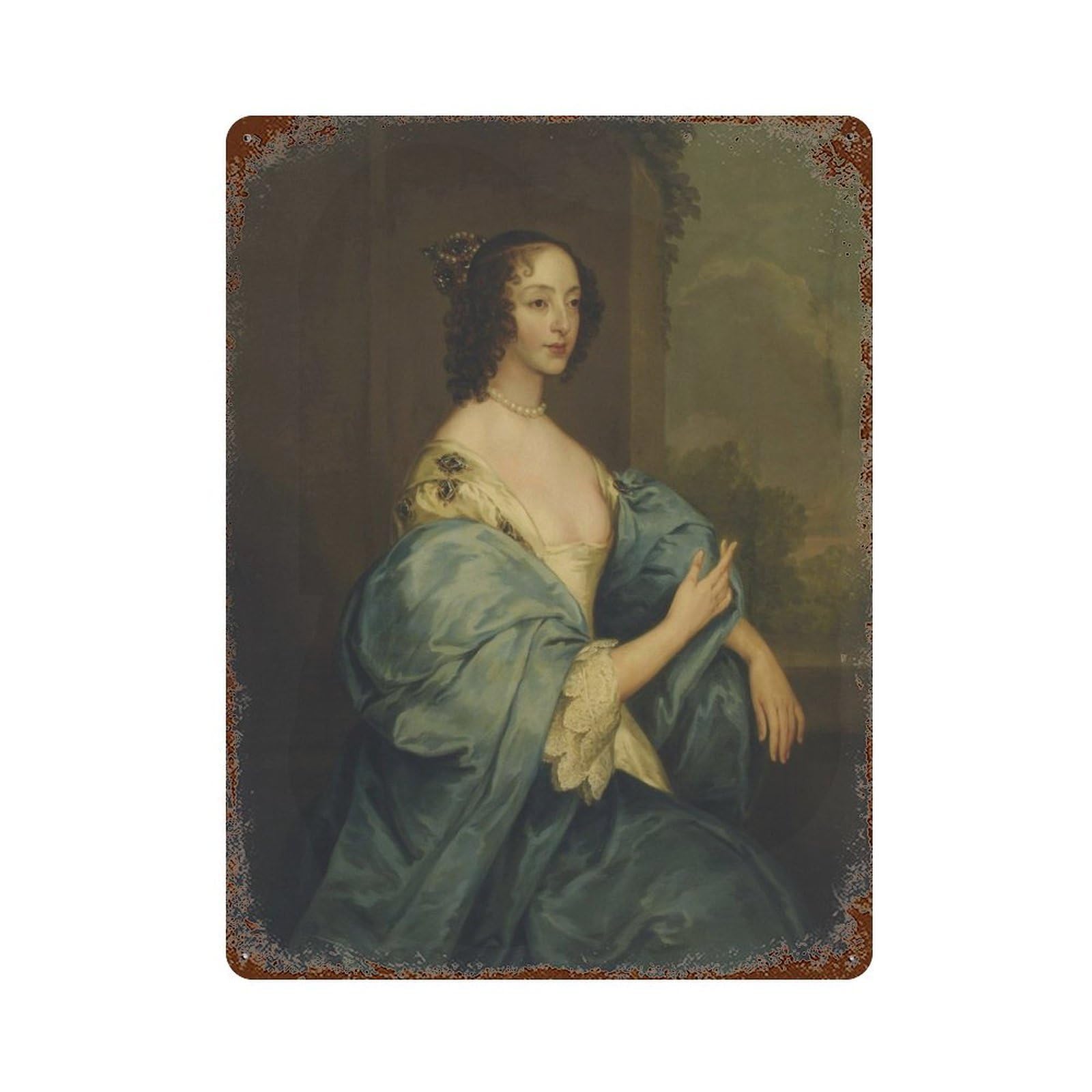 xiaoxiaoshen Queen Henrietta Maria-Anthony Van Dyck Wall Decor Art Metal Tin Poster Modern Home Decor Art Home Bar Shop Decorations Vintage Sign 40x30cm