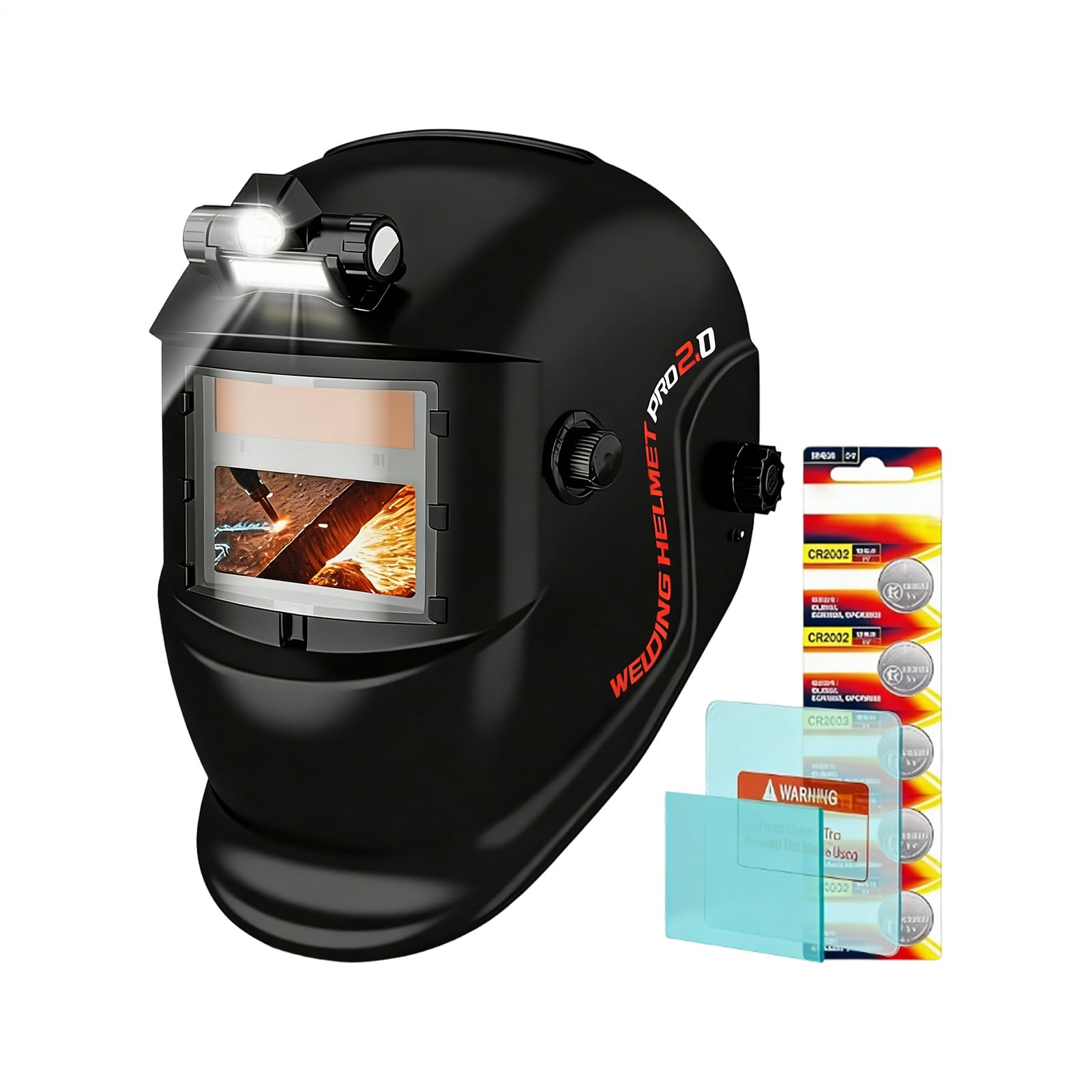 Masque de soudeur automatique à obscurcissement rapide et éclairage LED intégré