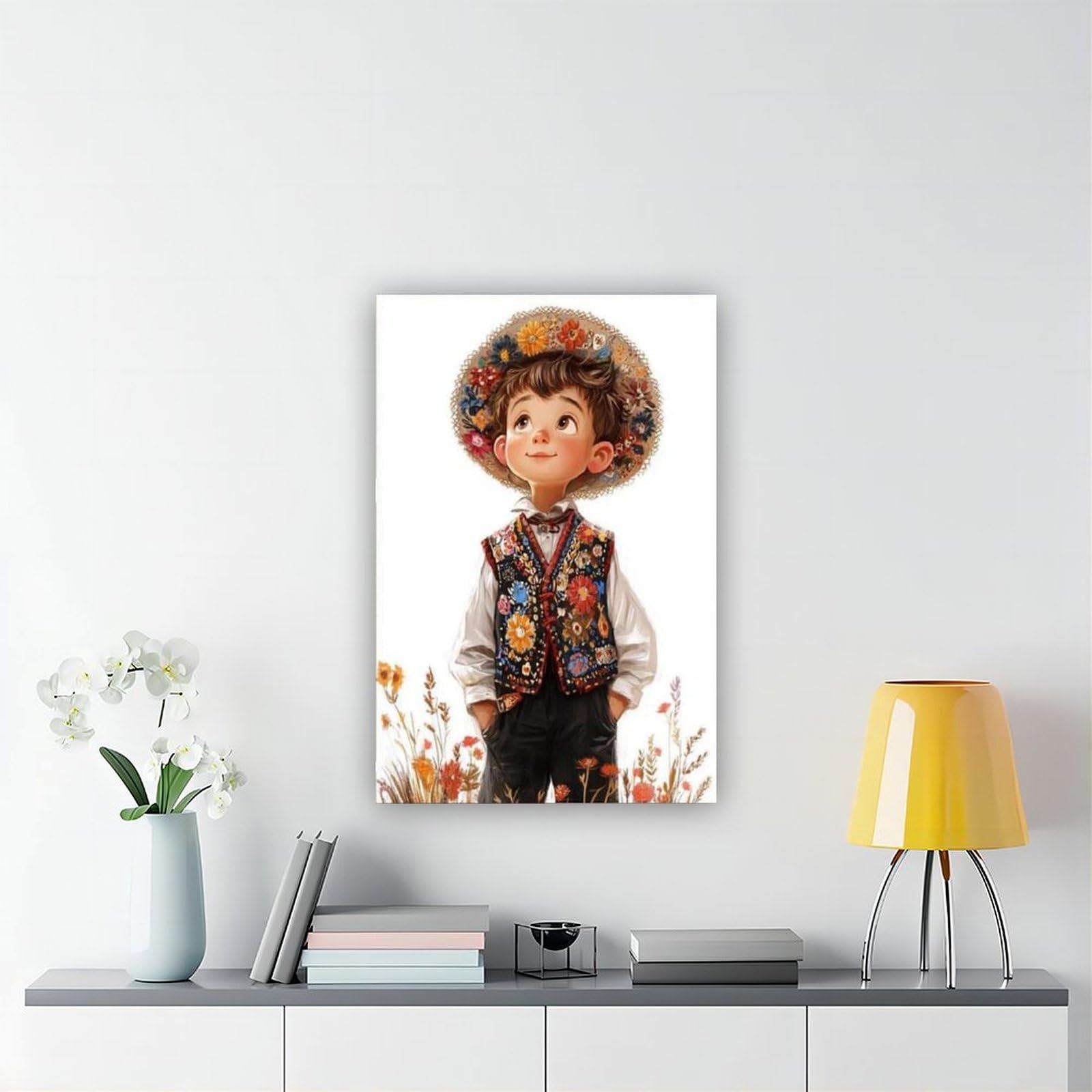 1 poster su tela, motivo: ragazzo polacco in costume tradizionale folk, decorazione artistica da parete per soggiorno e camera da letto, 50,8 x 76,2 cm (lunghezza x larghezza)