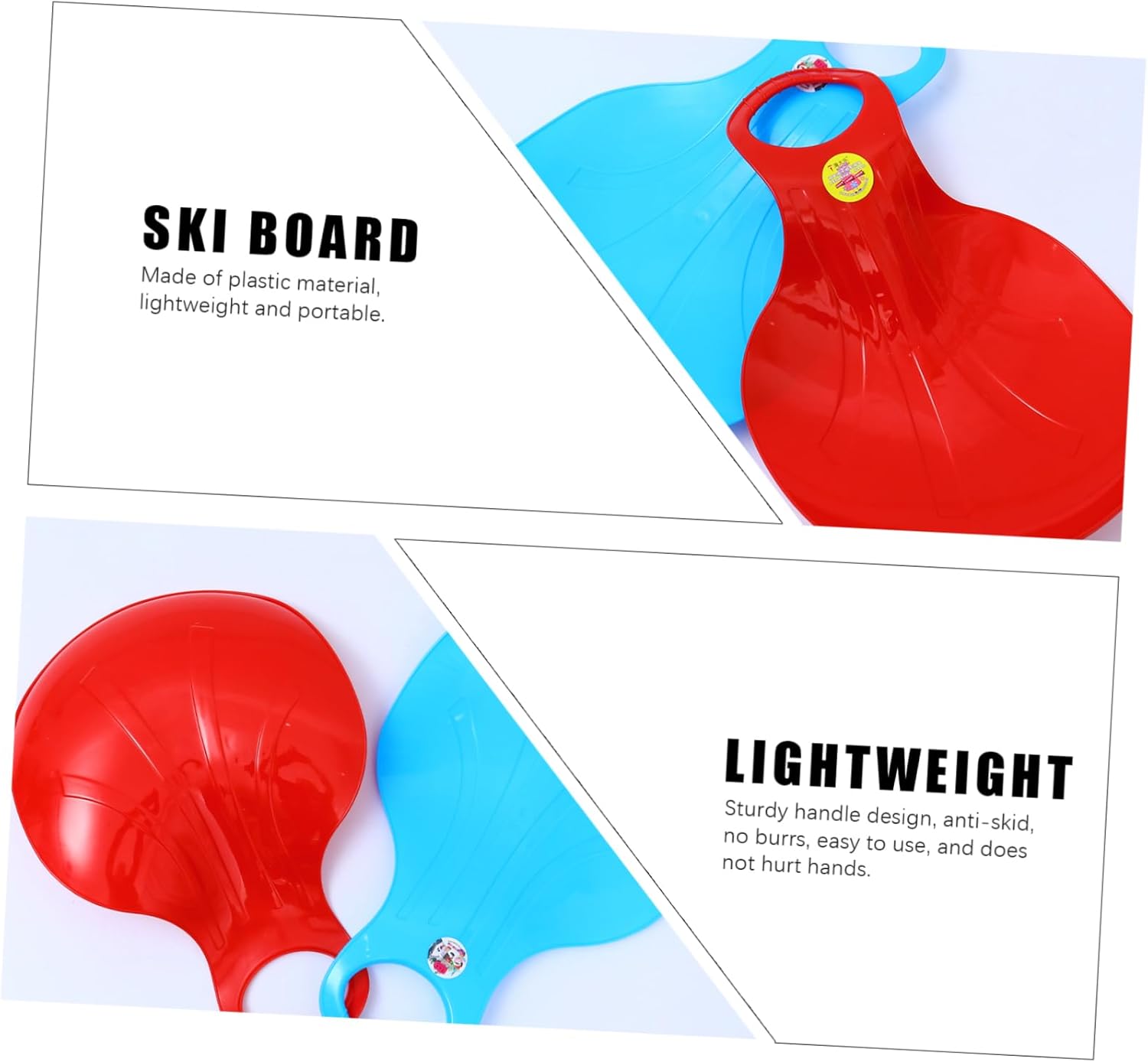 Boys and Girls Snowboard Sled 3pcs Thickened Grass Skiing Board Lightweight Easy to Carry Comfortable Handle for Outdoor Fun