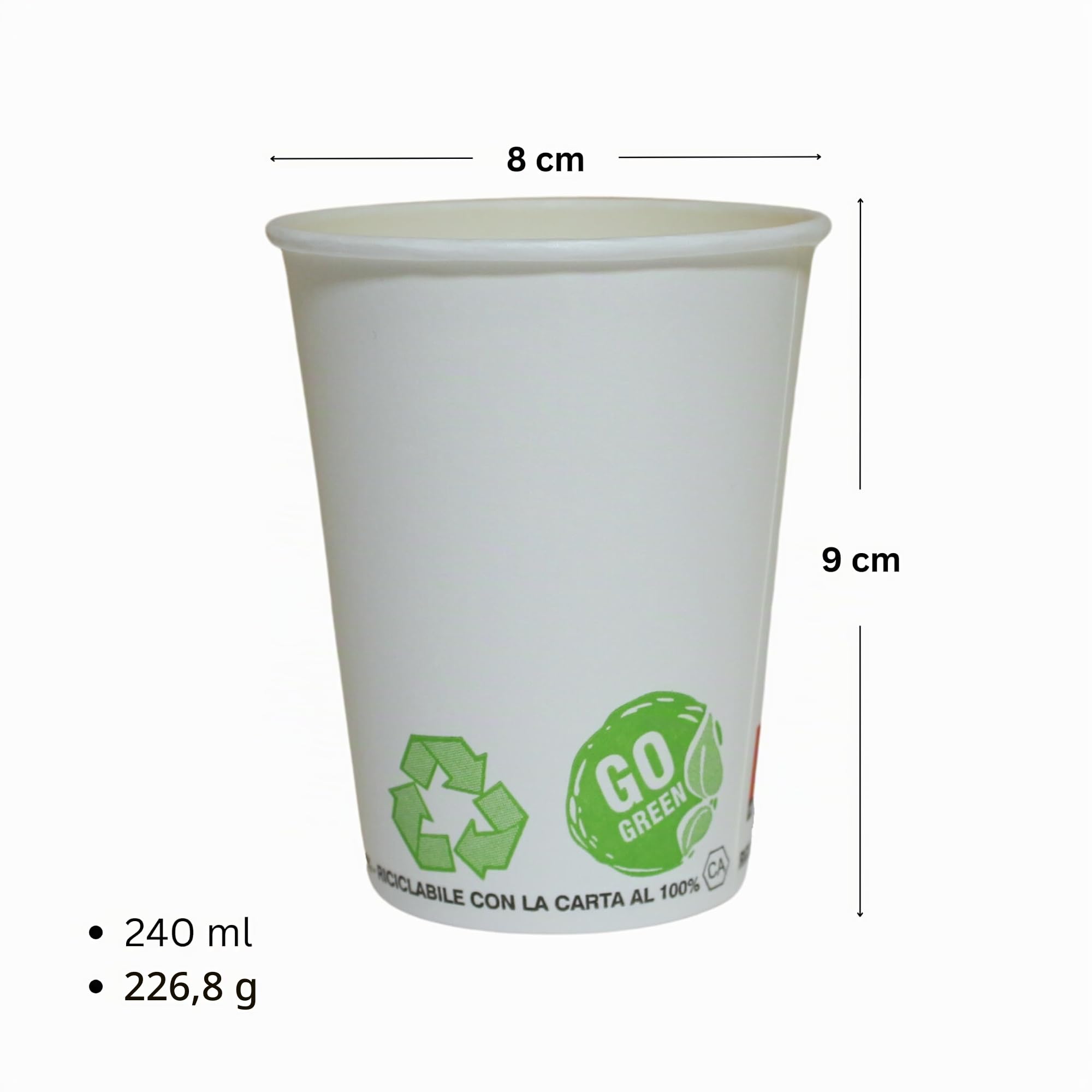 [1000 pcs] Gobelets jetables en carton 240ml, Tasses/Verres jetables 8 oz pour boissons chaudes et froides