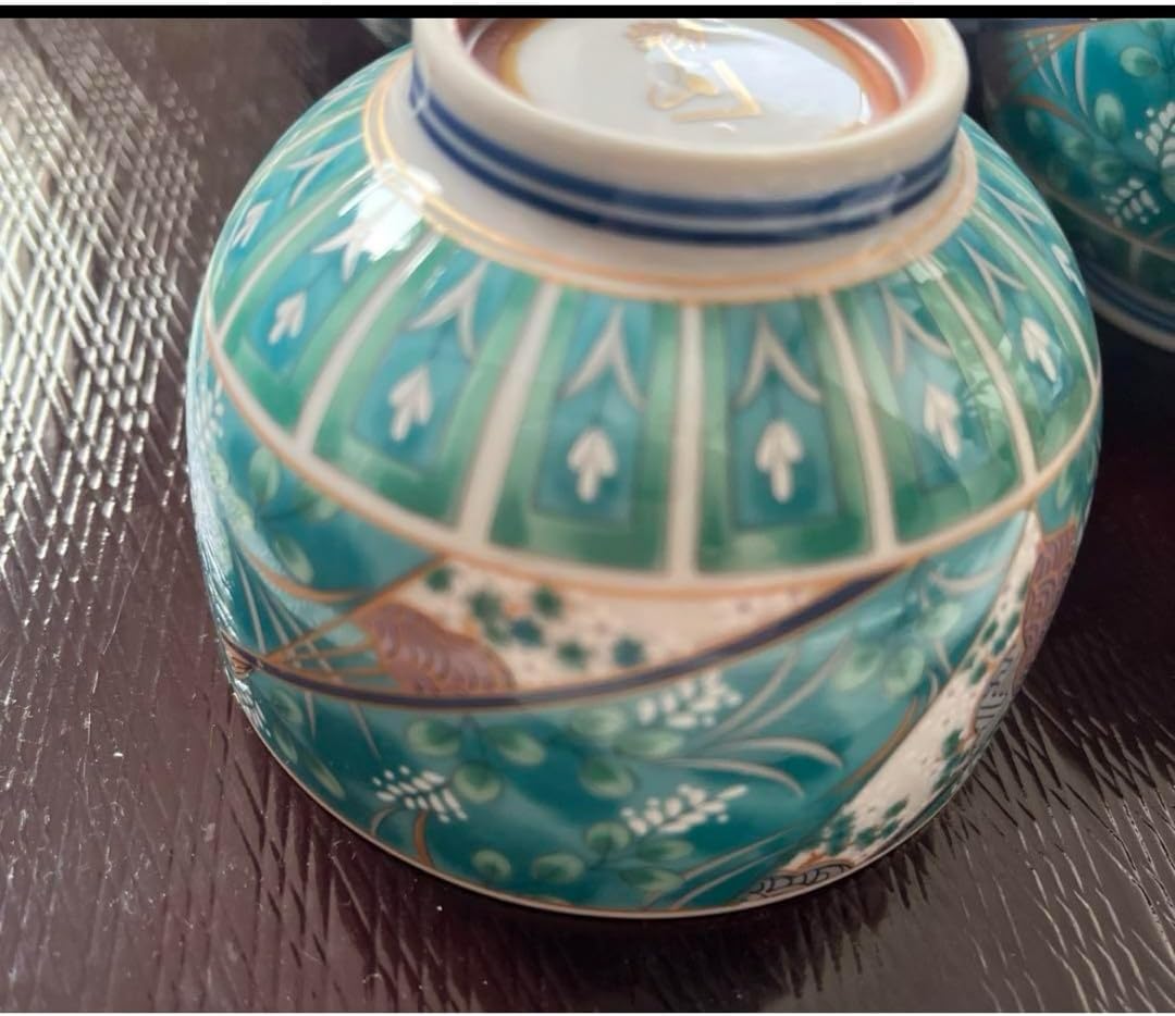 金彩華絵　煎茶湯呑セット　伝統工芸士「江口天童」作　金龍窯 金彩華絵 煎茶湯呑セット 伝統工芸士「江口天童」作 金龍窯