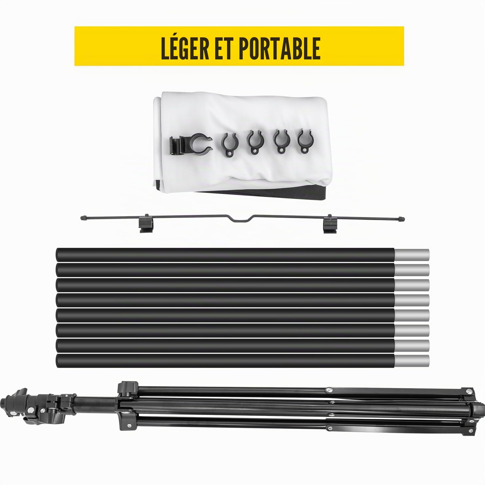 VEVOR Écran de Projection avec Trépied 100 Pouces 4K HD 16:9 Toile de Projection sur Trépied Hauteur Réglable Écran pour Projecteur 227 x 127 cm Infroissable Vidéoprojecteur Cinéma Domicile Extérieur
