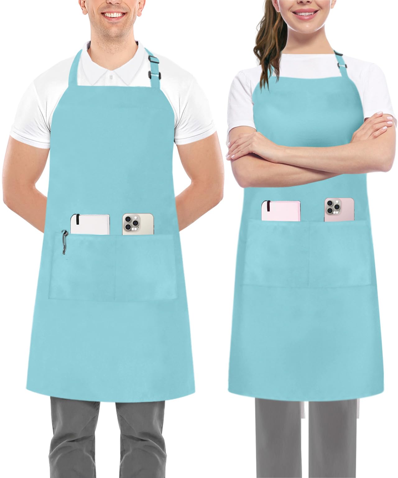 Utopia Kitchen Bib Aprons 2 Pack Adjustable With 2 Pockets OEKO-TEX STANDARD 100