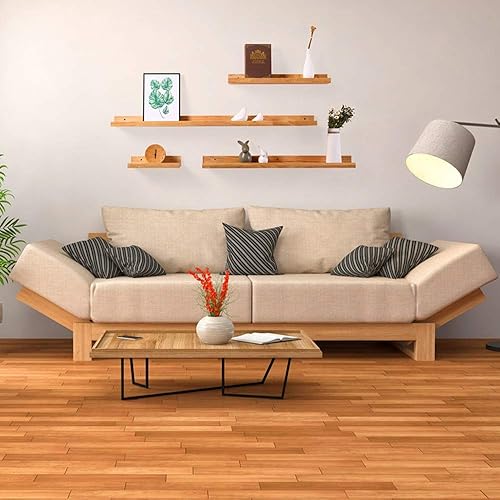 Miniatura 4 de Juego de 4 estantes flotantes de pared de madera, estantes decorativos para exhibición, estante organizador para inodoro, balcón, cocina