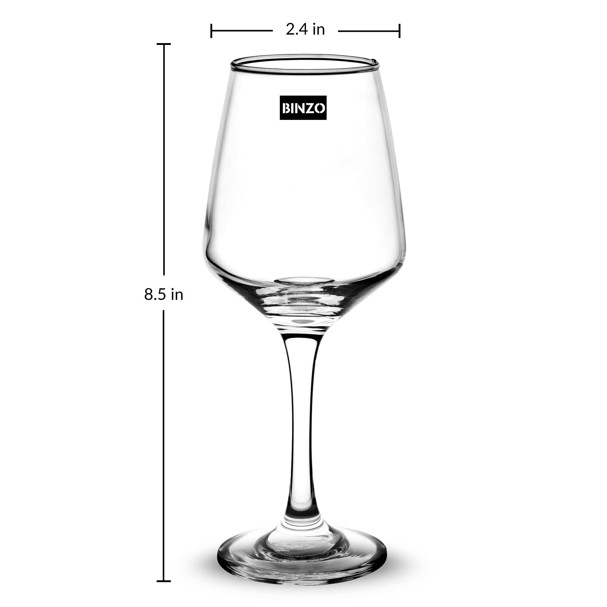 BINZO Glass Wine Glasses for Red Wines, White Wines, Set of 6, 430 ml, Dishwasher Safe, Perfect for Serving Wines, Pack of 6 1