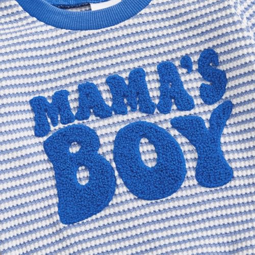 Douhoow Baby Boy Fall Winter Outfit Letter Embroidered Ribbed Crew Neck Long Sleeve Romper and Pants 2 Pcs Set4