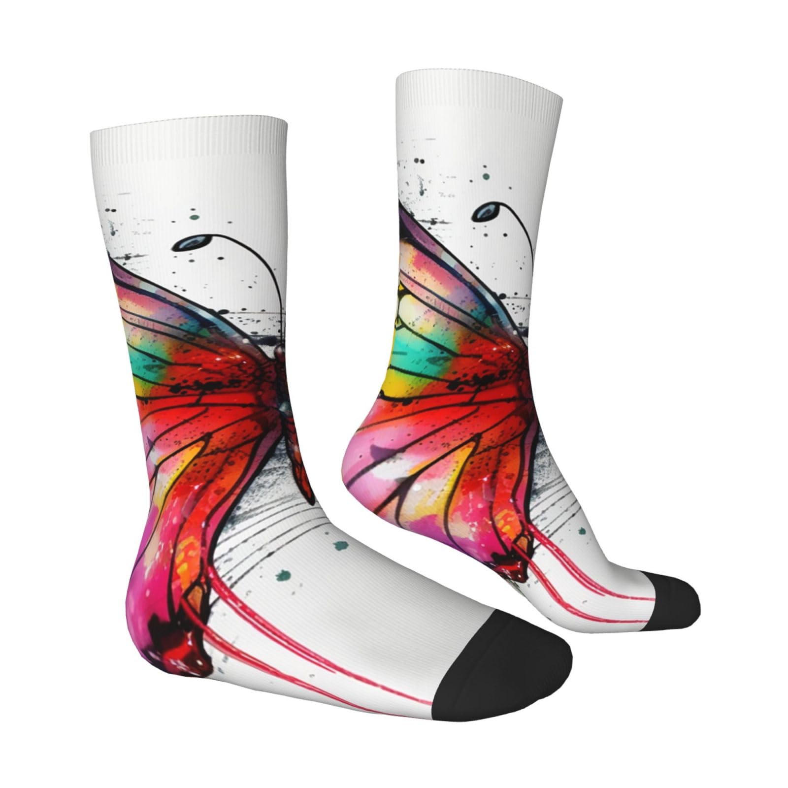 LZQPOEAS Colorful Butterfly Athletic Socks Unisex Cushioned Crew Socks Hiking Running Calf Sock Soft Above Ankle Sock