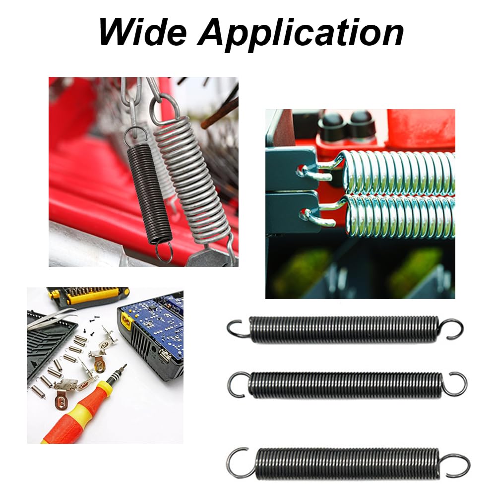 Spring Steel Dual Hook Tension Spring Wire Diameter 0.05" Length 80mm/3.15in Extension Spring Tension for Electrical Appliances and Hardware Tools (25, Mix Size)