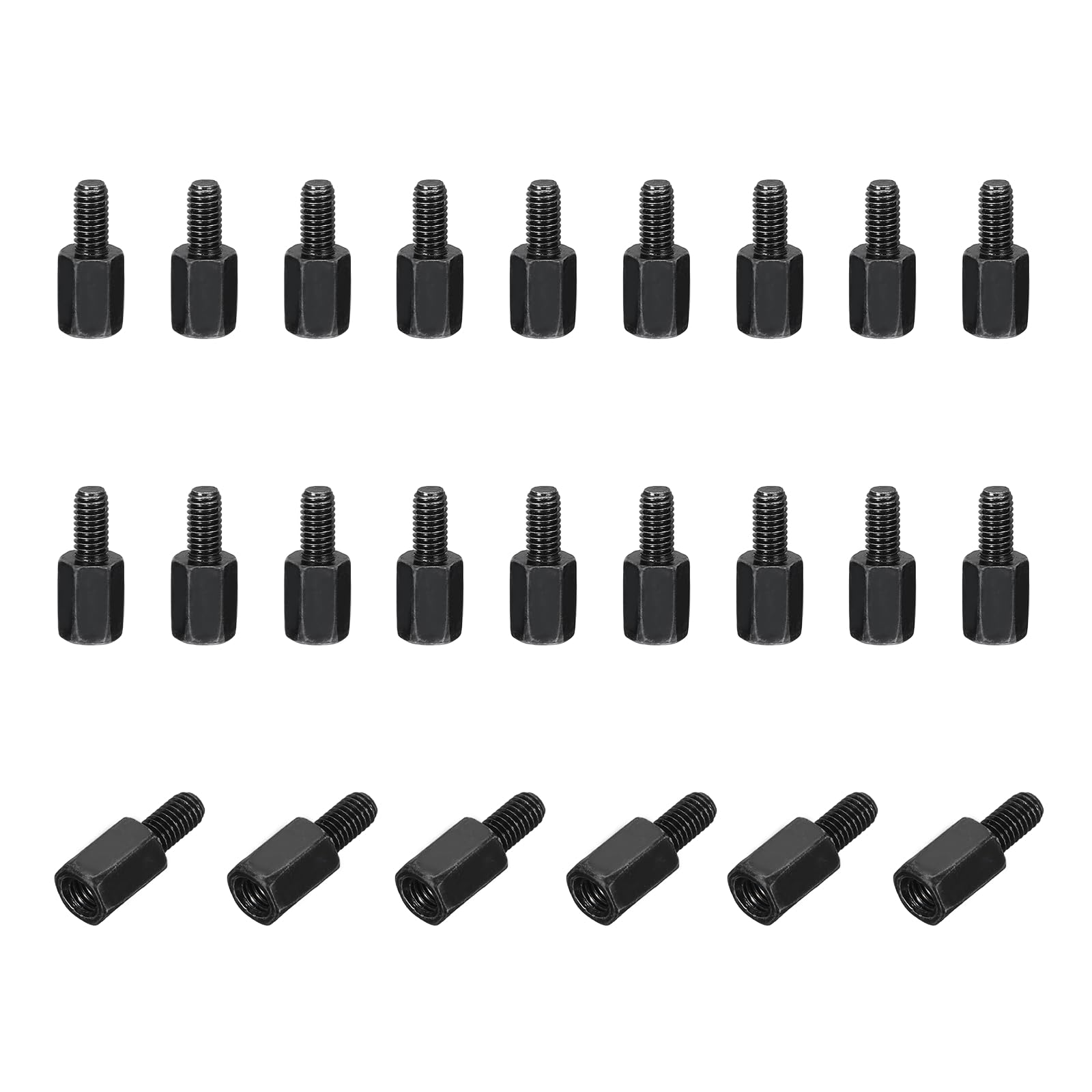 PATIKIL 24pcs M3x7mm+6mm Male Female Hex Standoff, Carbon Steel PCB Motherboard Spacer Standoffs for Computer Cases Circuit Boards FPV Drone Quadcopter, Black