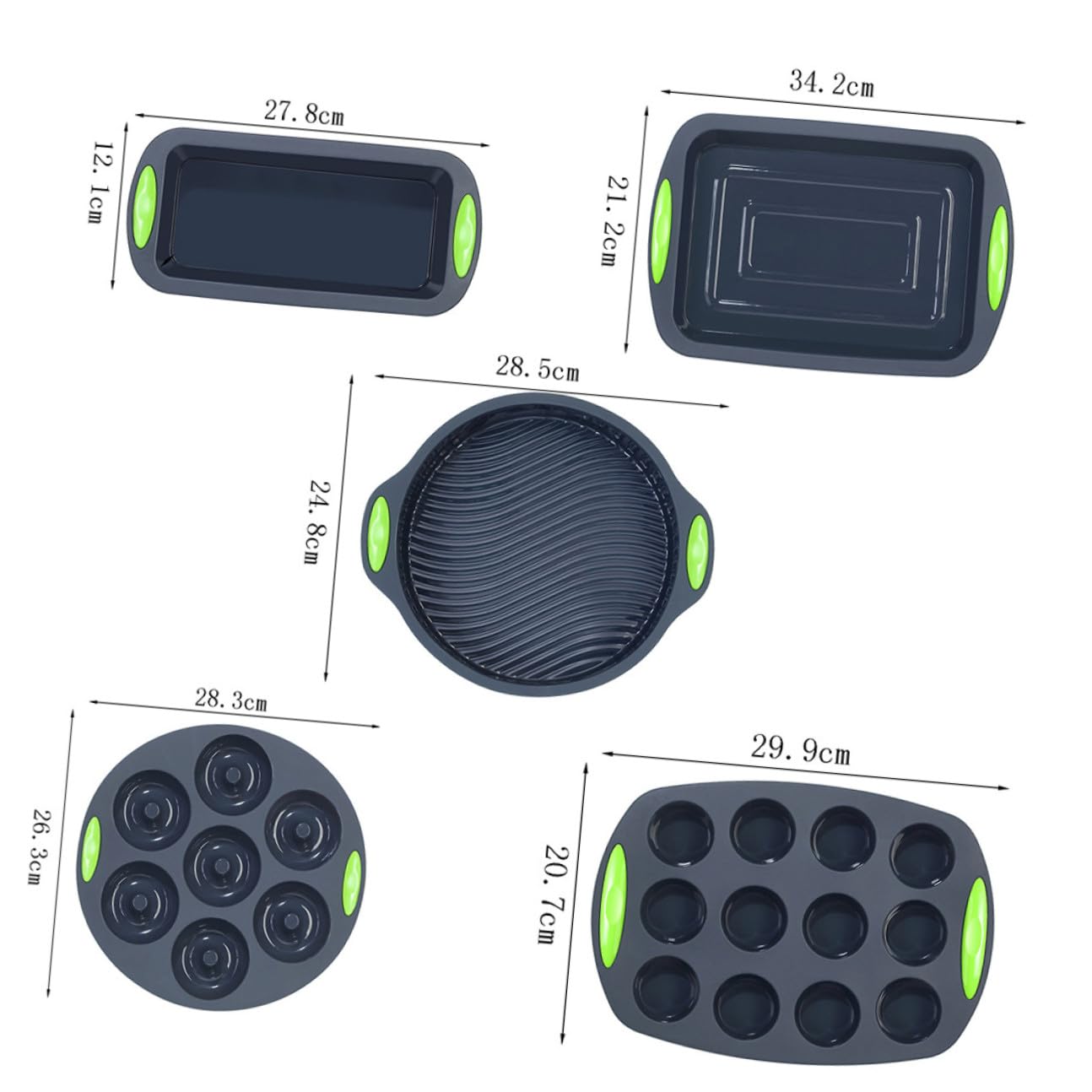 Kit de Moldes de Silicona 5 Piezas para Hornear Pasteles, Reutilizables y Fáciles de Limpiar, Ideales para Cocina y Repostería en Familia