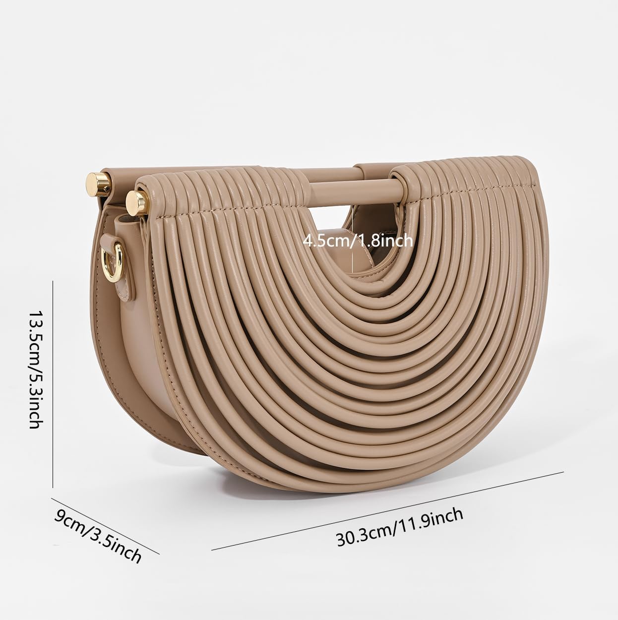 Half-Moon Clutch Purse for Women Wedding Woven Evening Shoulder Bag Top Handle Gold Party Prom Handbag - Image 6