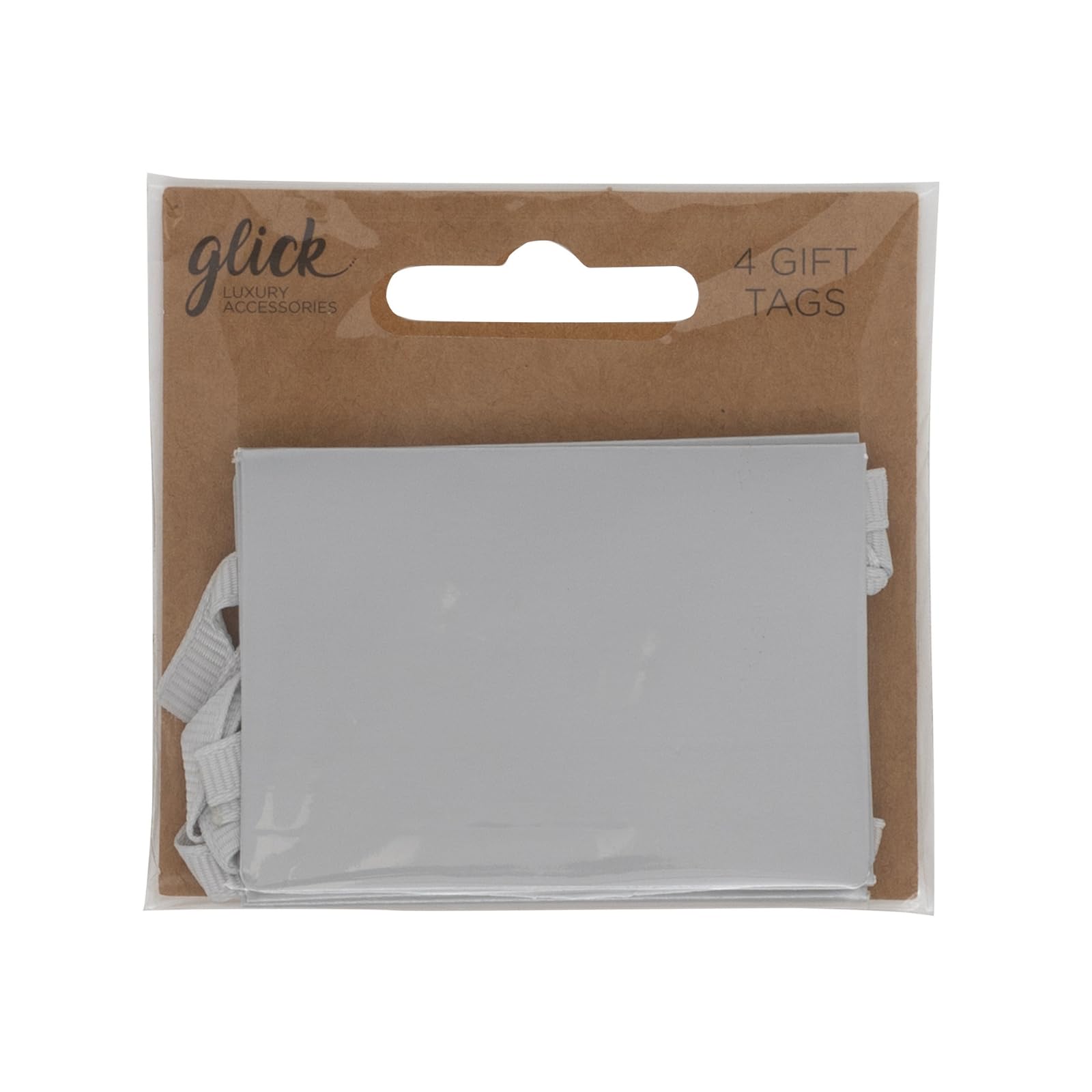 Glick Pack of 4 Plain Silver Gift Tags to Accessorise Your Gifts Beautifully, Gift Tags, 7 x 5 cms