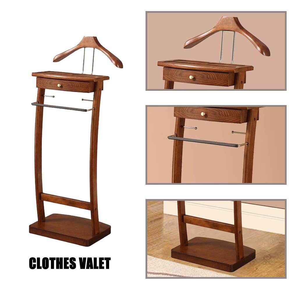 Indossatore Appendiabiti da Camera con Appendi Pantalone, Servo Muto da Camera con Cassetto, Servomuto Indossatore Appendiabiti con Base, per Camera da Letto, Dell'ufficio