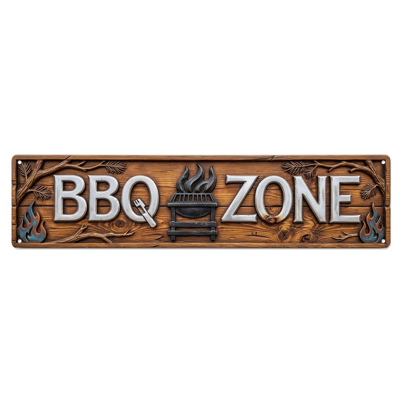 BBQ Zone Outdoor Heaven Metal Tin Skinny Sign Plaque Wall Decor for Cafe, Club Bar, Office, Home Garden Metal Poster 4x16Inch