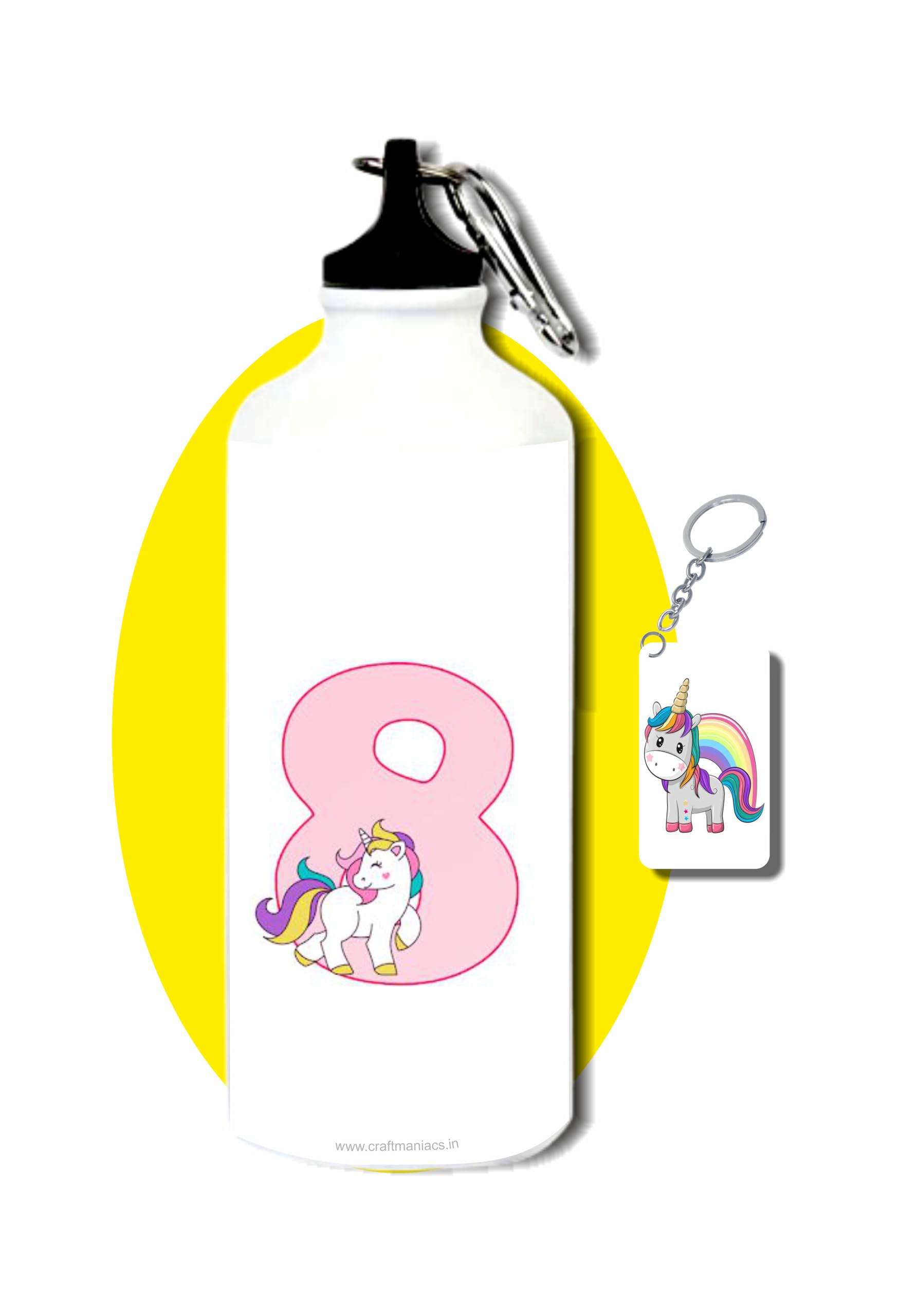 CRAFT MANIACS NUMBER 8 UNICORN 600 ML SIPPER BOTTLE & FREE WOODEN KEYCHAIN FOR GIRLS | BPA & LEAD FREE SIPPER FOR UNICORN LOVERS-image-26