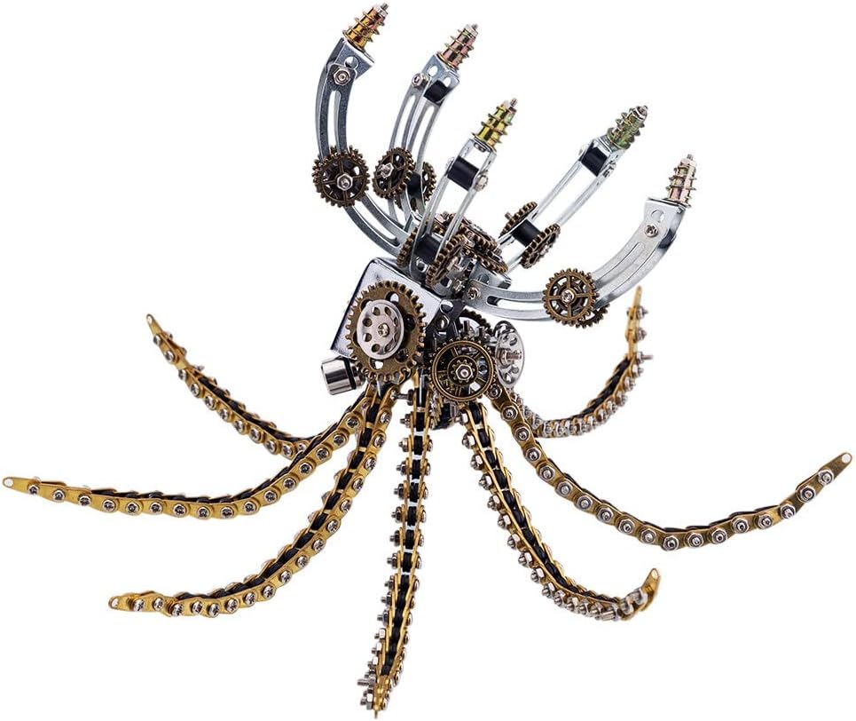 3D Metal Puzzles Mechanical Octopus Base Lamp - 1060PCS Steampunk Model Kit, DIY Metal Puzzle Jigsaw Assembly Kits, Desk Ornament Kit Craft Toys for Adults(Octopus/Lamp)