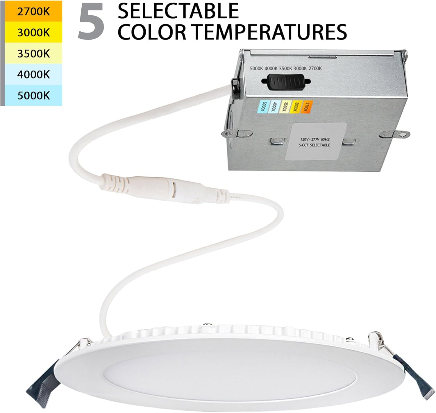 WAC Lighting Lotos 6-inch LED recessed light with 5 selectable color temperatures.