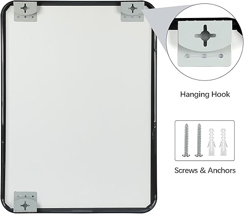 Miniatura 5 de Niccy Espejo de baño de 36 x 28 pulgadas para pared, espejo rectangular con marco de metal cepillado, espejo de tocador para montar en la pared,