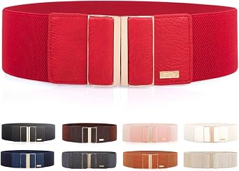 Womens Elastic Stretch Wide Belt Retro Dress Belt Waist Cinch Belt 3" width