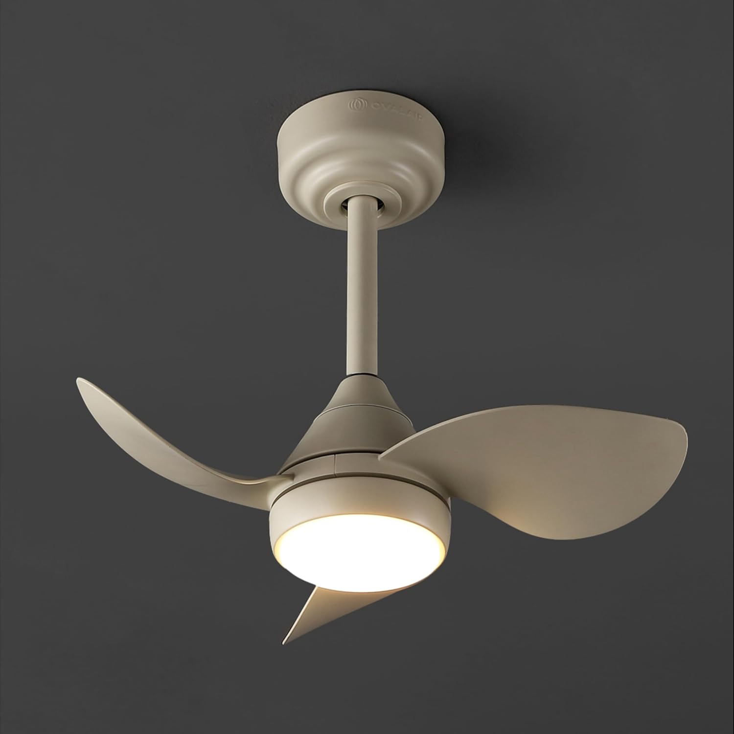 OVAL AIR AIR8000E Albini 22" Contemporary Minimalist 6-Speed Metal Mobile-App/Remote-Controlled Dimmable Smart Integrated LED Ceiling Fan for Living Room, Bedroom, Office, Sienna Sandy Beige