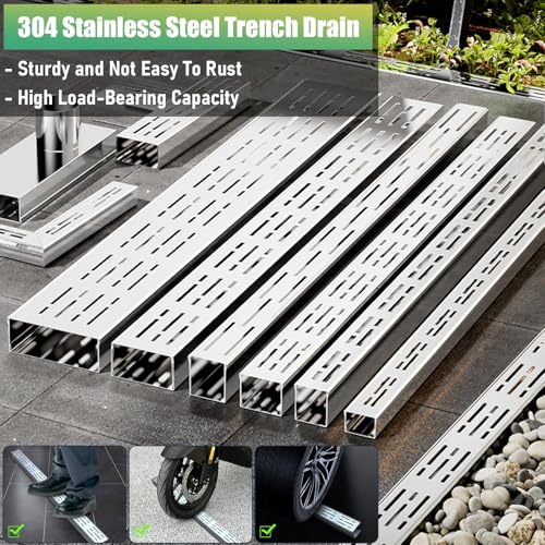 Canal de drainage fin rectangulaire pour terrasse cour et garage