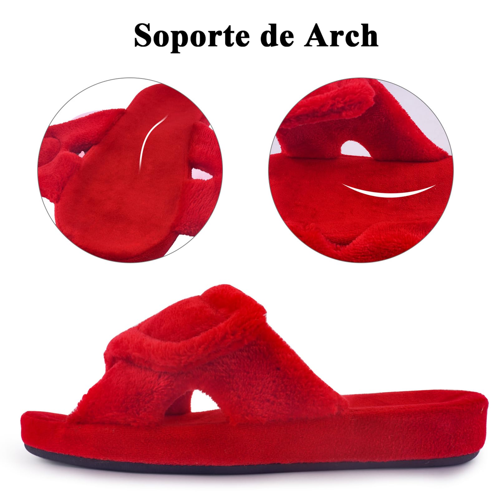 Git-up Zapatillas de Estar por Casa para Mujer Espuma de Memoria con Soporte del arco Gancho y bucle Diabético Amplio Punta abierta Zapatos de Casa Interior Exterior