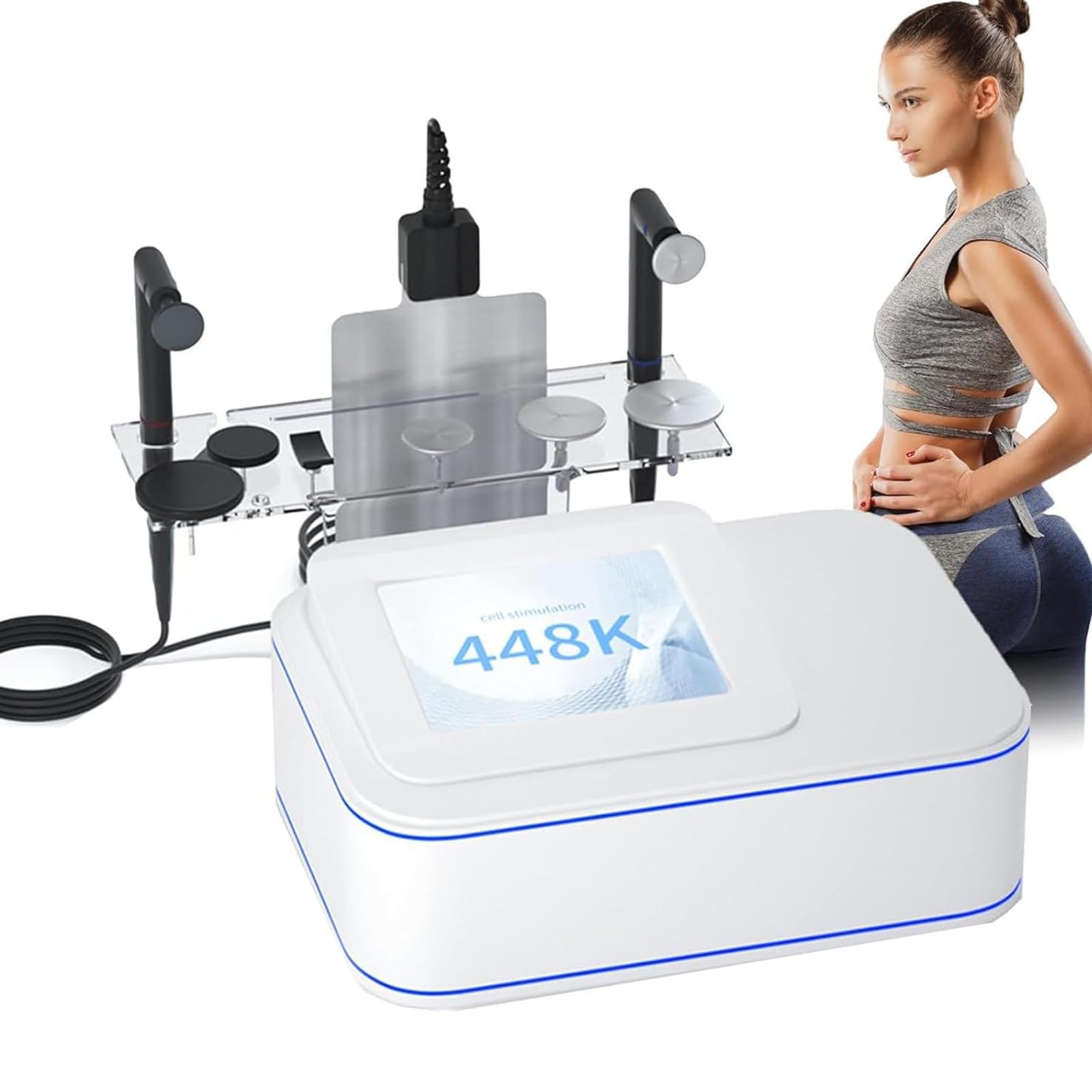 ZenSeFarin Portable 448KHZ CET RET Tecar Physical Therapy Physiotherapy Diathermy Body Sliming Machine Pain Relief Skin Tightening Deep Care for Facial Lifting & Cellulite Reduction
