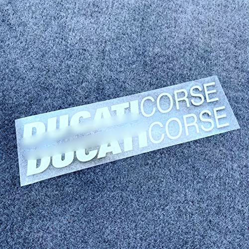 Für Ducati Performance Corse EIN Satz Motorrad-Vinyl-Reflexionsaufkleber, Kraftstofftank, Seitenkörper, Pedalaufkleber, Verkleidung, Racing-Logo Schmücken (Color : White 2, Size : 20cm)